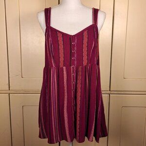Torrid Women's Stripe Babydoll Button Front Chemise Tunic Top Sz 0 (12)